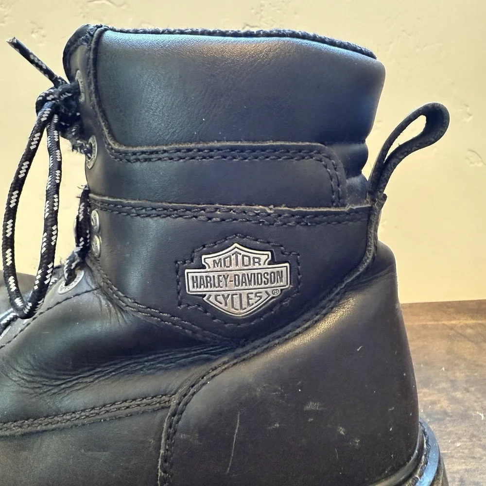 HARLEY DAVIDSON D94194 Men's 8.5 USA Austwell Black Leather‎ Motorcycle Boots